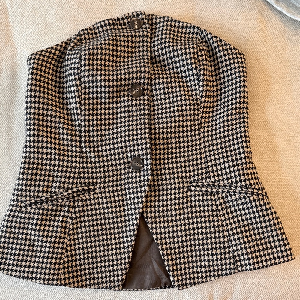Houndstooth Strapless Top